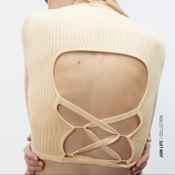 Zara Open Back Knit Sweater Size S NWT - Picture 6 of 9